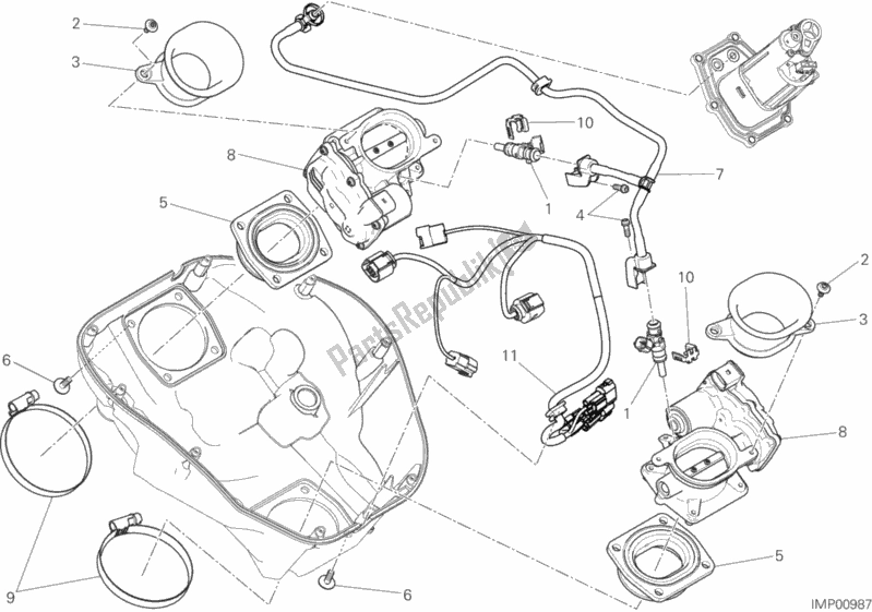 All parts for the Throttle Body of the Ducati Diavel Xdiavel S USA 1260 2018